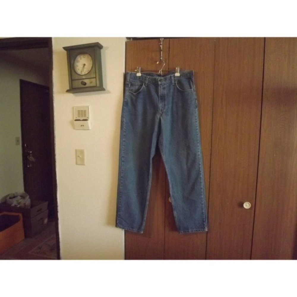 Jeans Men's 38 x 32 Relaxed Fit Straight Leg Dark Wash Denim Pants Blue